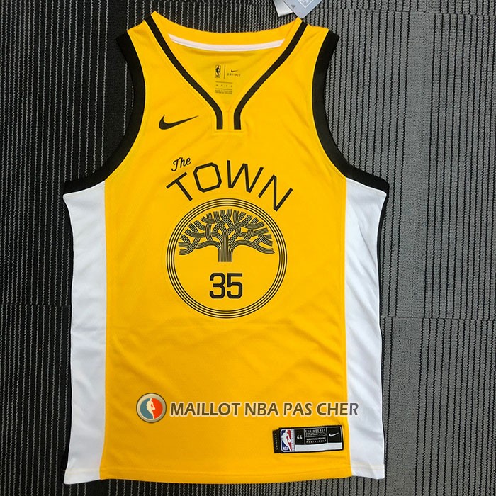 Maillot Golden State Warriors Kevin Durant NO 35 Earned Jaune